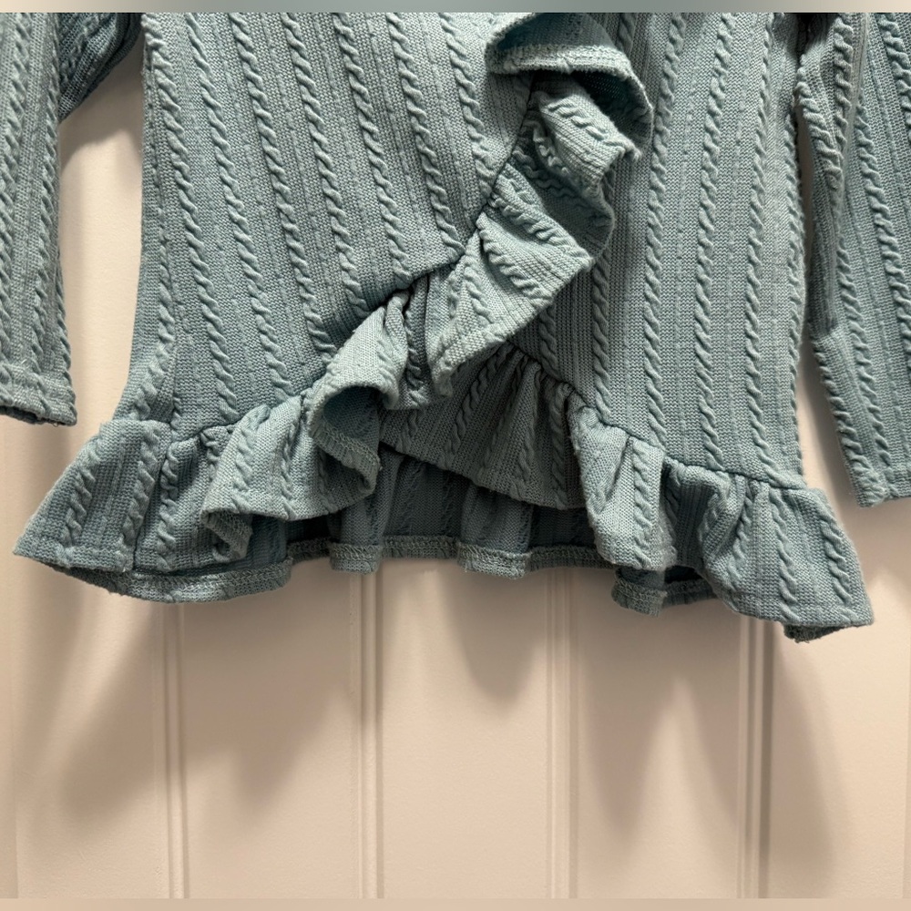 Just Lizzy Ruffled Blue Sweater - Picture 4 of 9